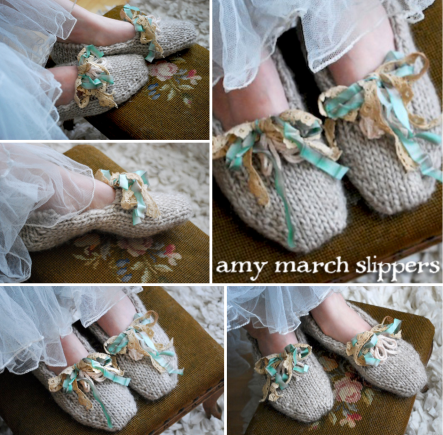 amy march slippers - tiny owl knits